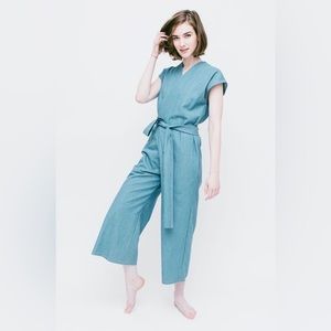 Lauren Winter Blue Cotton Jumpsuit